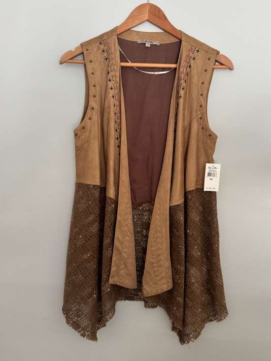 Miss Me Jackets & Blazers - NWT Miss Me Faux Suede Lace Embroidered Southwestern Vest XS